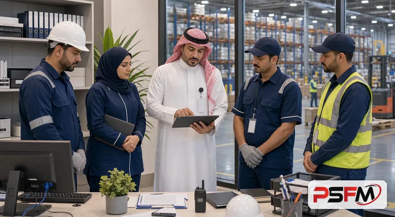 PSFM facility management team coordinating industrial logistics operations in Taif