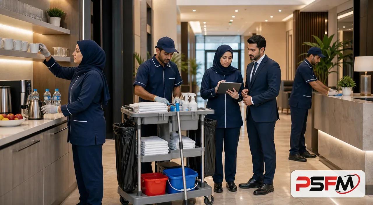 PSFM soft services team supporting a corporate mixed-use property in Jubail