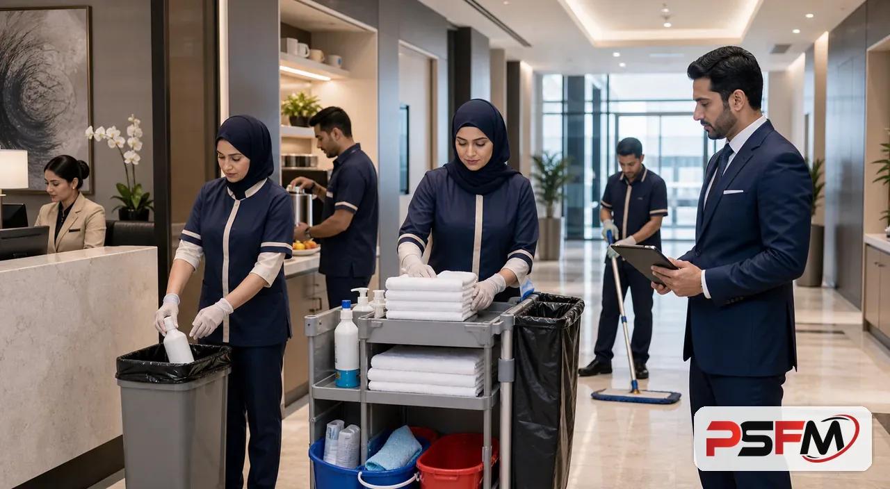 PSFM housekeeping team supporting a commercial building in Yanbu