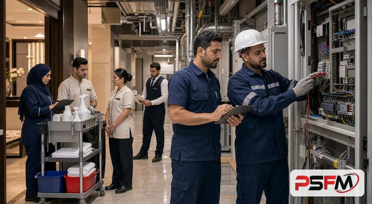 PSFM maintenance team inspecting hotel technical systems in Yanbu