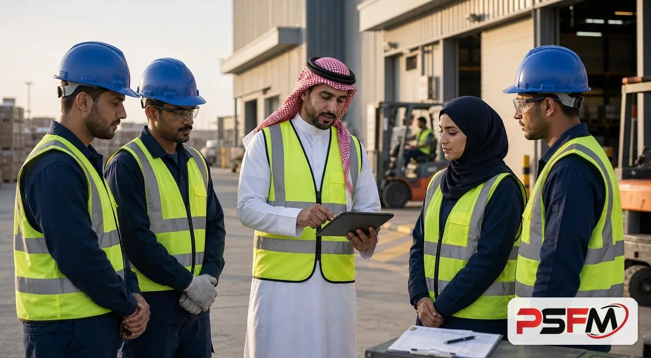 PSFM manpower supervisor coordinating industrial logistics staff in Dammam
