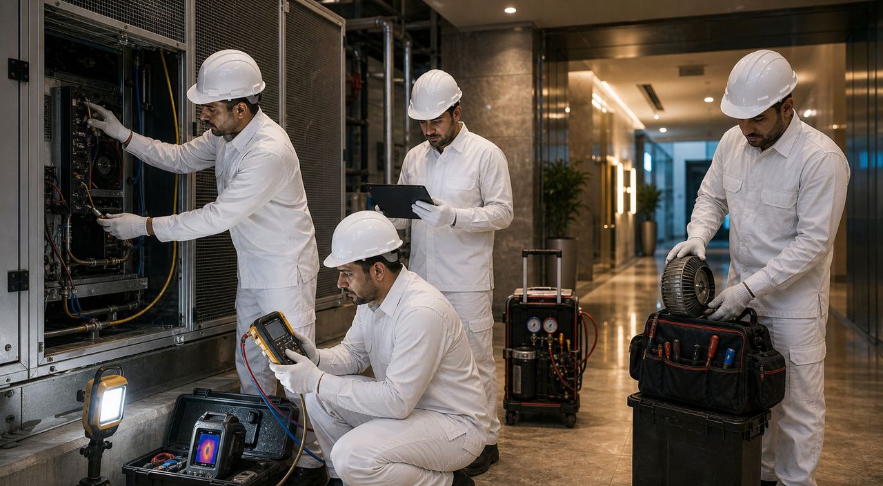 فريق PSFM للاستجابة لصيانة التكييف الطارئة يدعم المرافق التجارية في السعودية