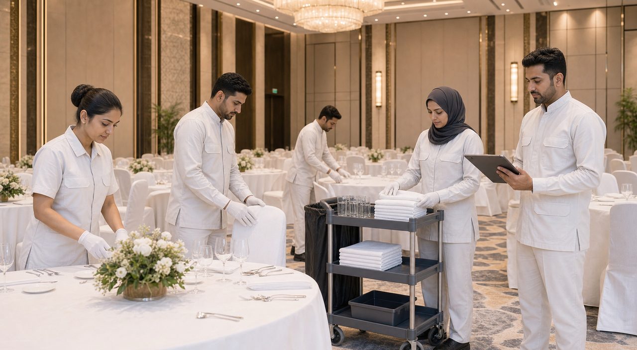 PSFM event support manpower team preparing corporate and hospitality operations in KSA