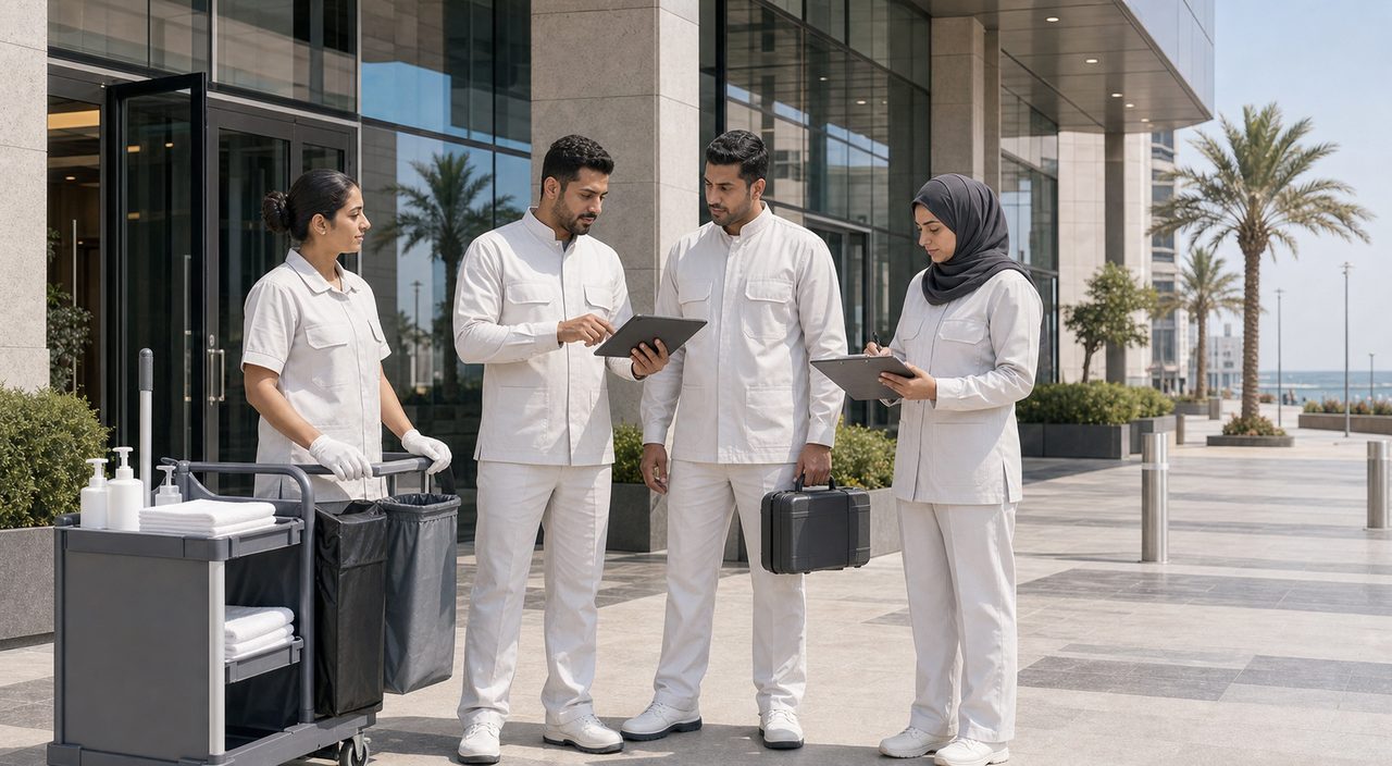 PSFM Jeddah commercial site facility management manpower team coordinating services