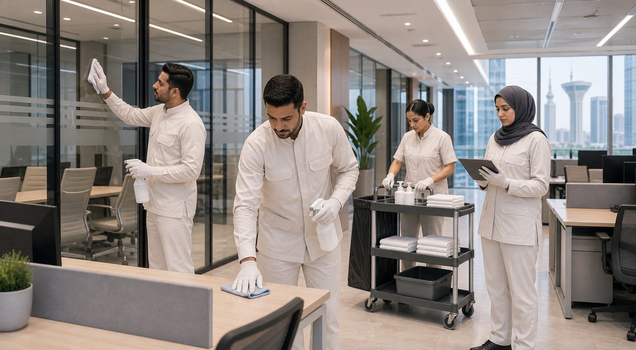 PSFM Khobar office and facility cleaning manpower team supporting commercial operations