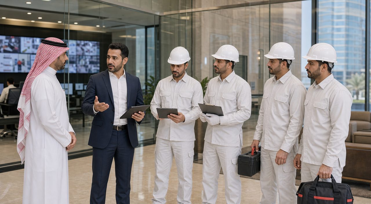 PSFM facility management partner team briefing Saudi business clients on reliable service operations