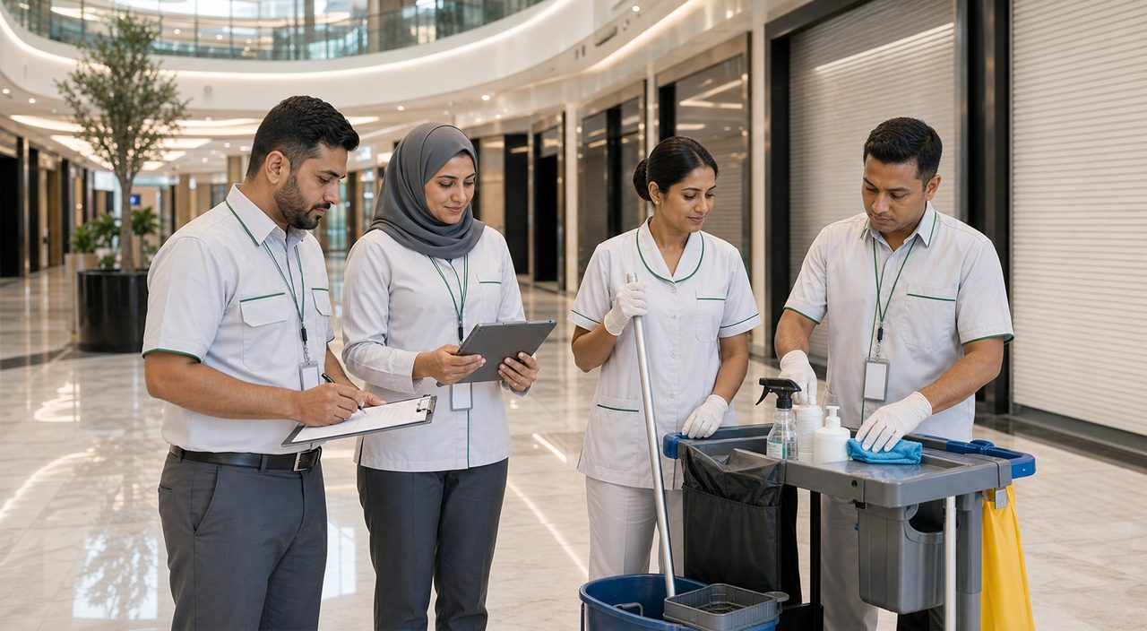 PSFM retail mall facility manpower and cleaning team supporting Riyadh and Jeddah operations