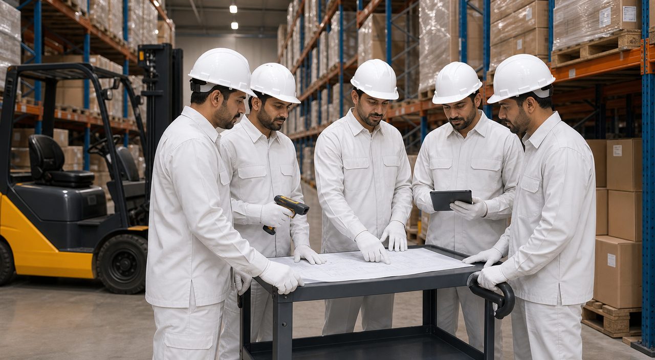 PSFM warehouse manpower supply team coordinating Saudi Arabia logistics operations